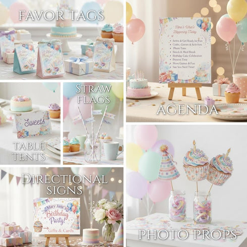 Neutral Birthday Party Collection | DIY Decorations, Games & Party Signs
