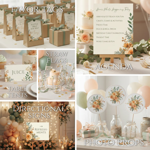 Floral Birthday Party Collection | Editable Birthday Party Printables