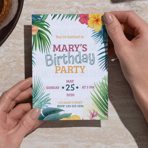Tropical Island Birthday Party Invitation