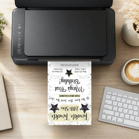 Twinkle Little Star Milestone Birthday Invitation- Yellow