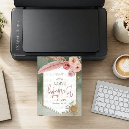 Boho Garden Birthday Invitation | Editable Modern Floral Template