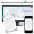 Baby shower invitation design on a computer screen, phone, and paper with text 'Personalize with our new editor'.