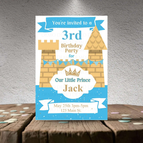 Blue Castle Personalized Birthday Invite