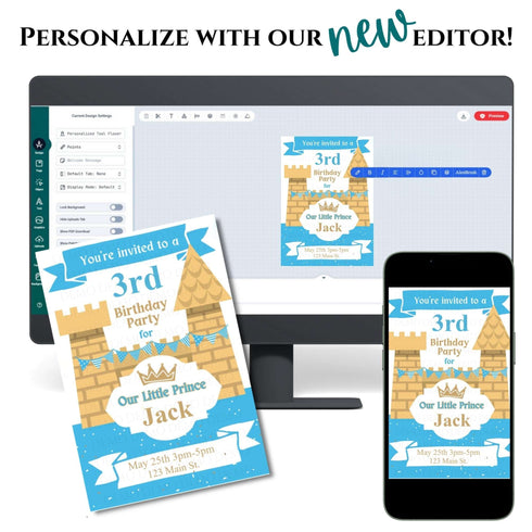 Blue Castle Personalized Birthday Invite