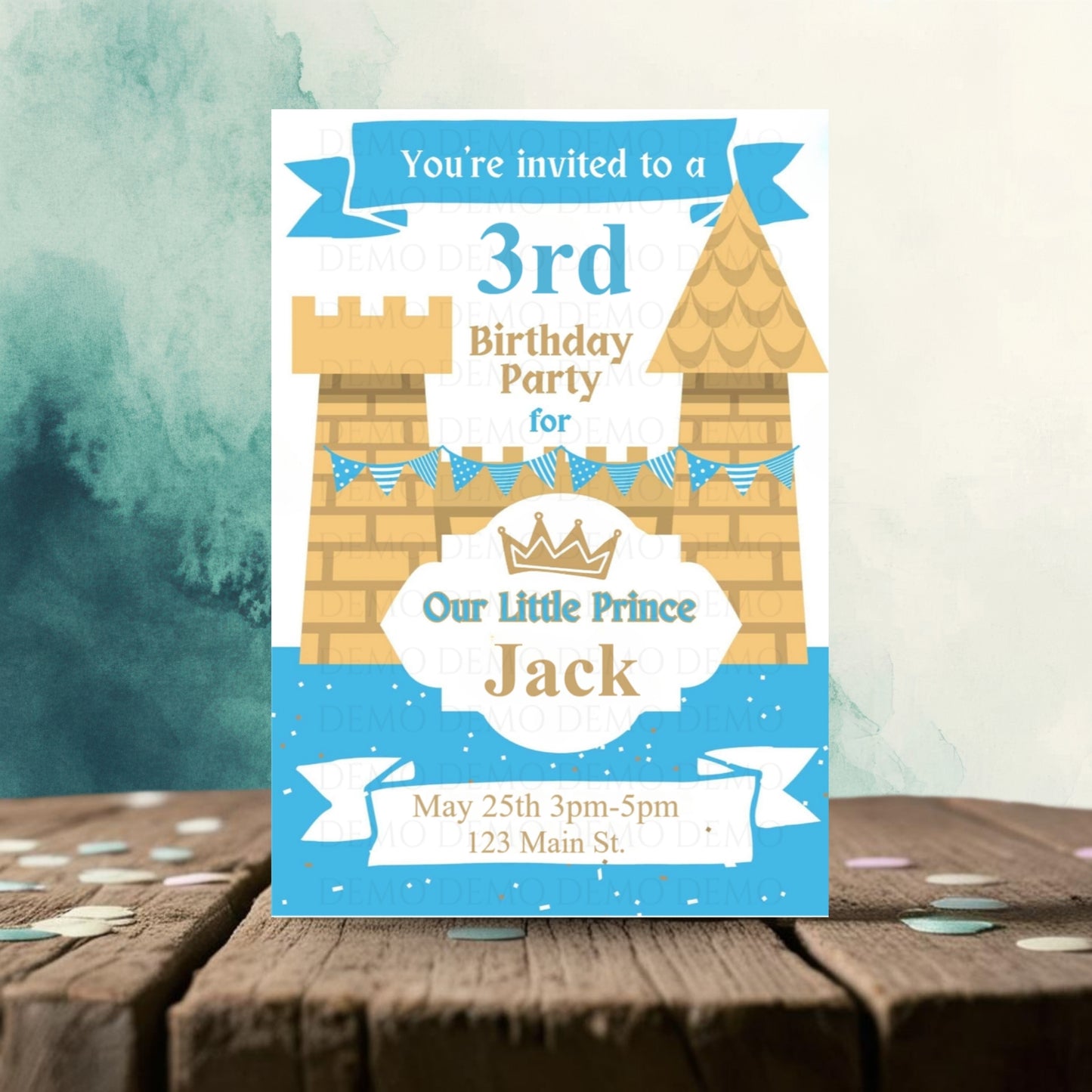 Blue Castle Personalized Birthday Invite