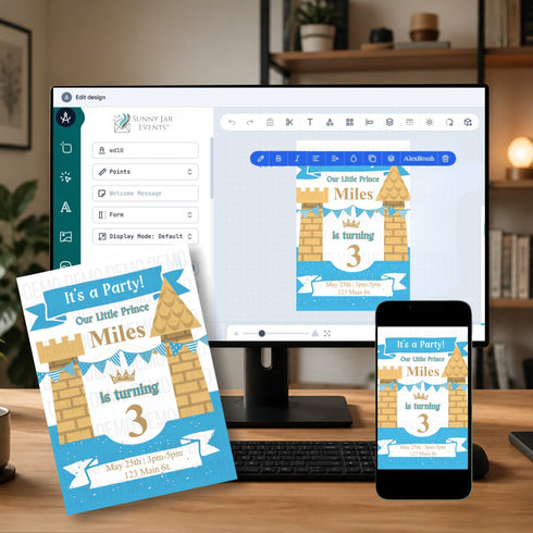 Blue Castle Prince Birthday Invitation | Editable Party Invitation