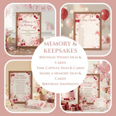 Cherry Birthday Party Bundle | Cherry & Bow Birthday Decorations