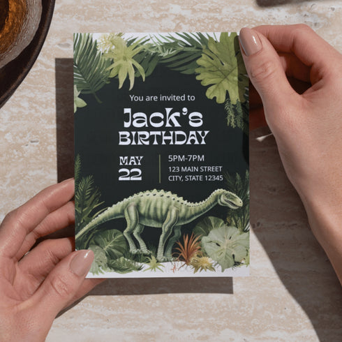 Dinosaur Themed Kids Birthday Invitation – Party Invite