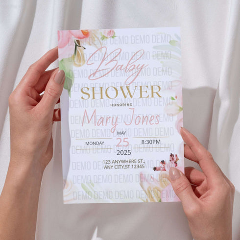 Elegant Pink Floral Baby Shower Invitation – Personalized Editable Template
