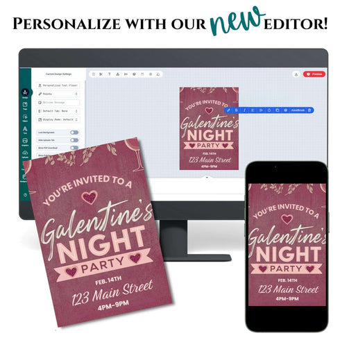 Galentine’s Party Invitation Template – Editable Pink & Chic Girls Night Invite