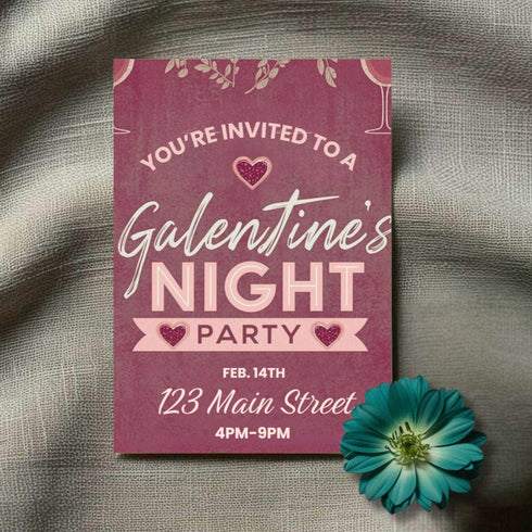 Galentine’s Party Invitation Template – Editable Pink & Chic Girls Night Invite