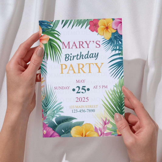 Tropical Island Birthday Party Invitation – Editable Template