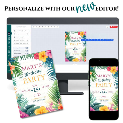 Tropical Island Birthday Party Invitation – Editable Template