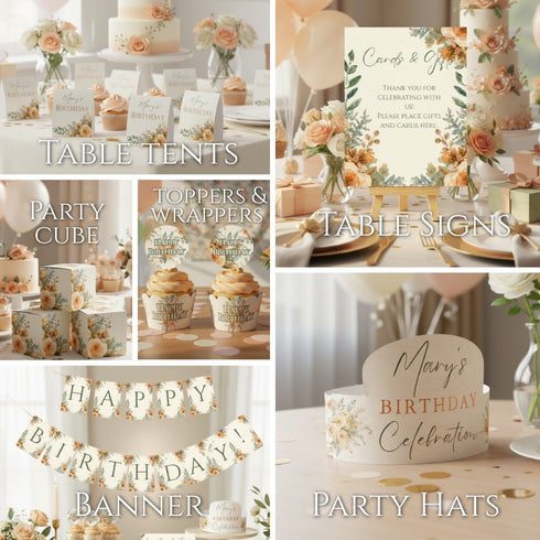 Floral Birthday Party Collection | Editable Birthday Party Printables