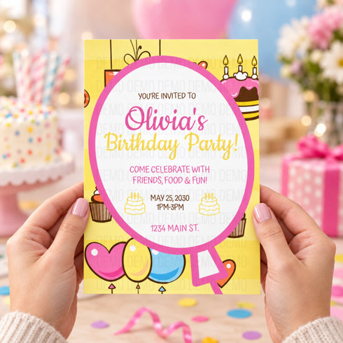 Editable Balloon Birthday Invitation