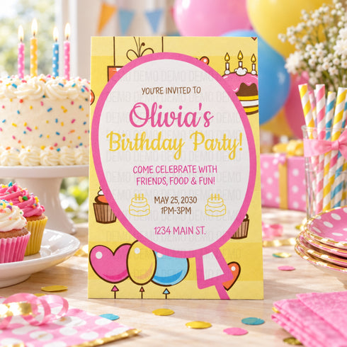 Editable Balloon Birthday Invitation