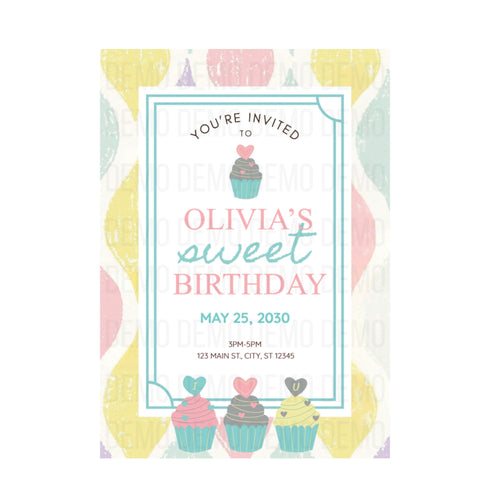 Personalized Cupcake Birthday Invitation