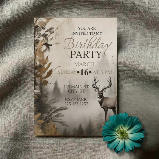 Outdoors Themed Birthday Invite