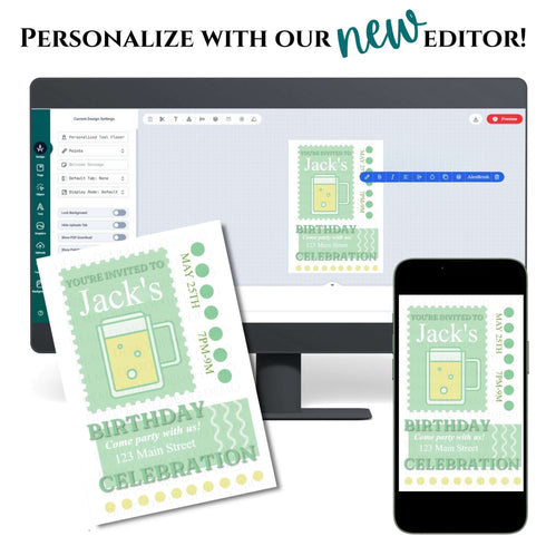 Personalized Beer Mug Birthday Invitation