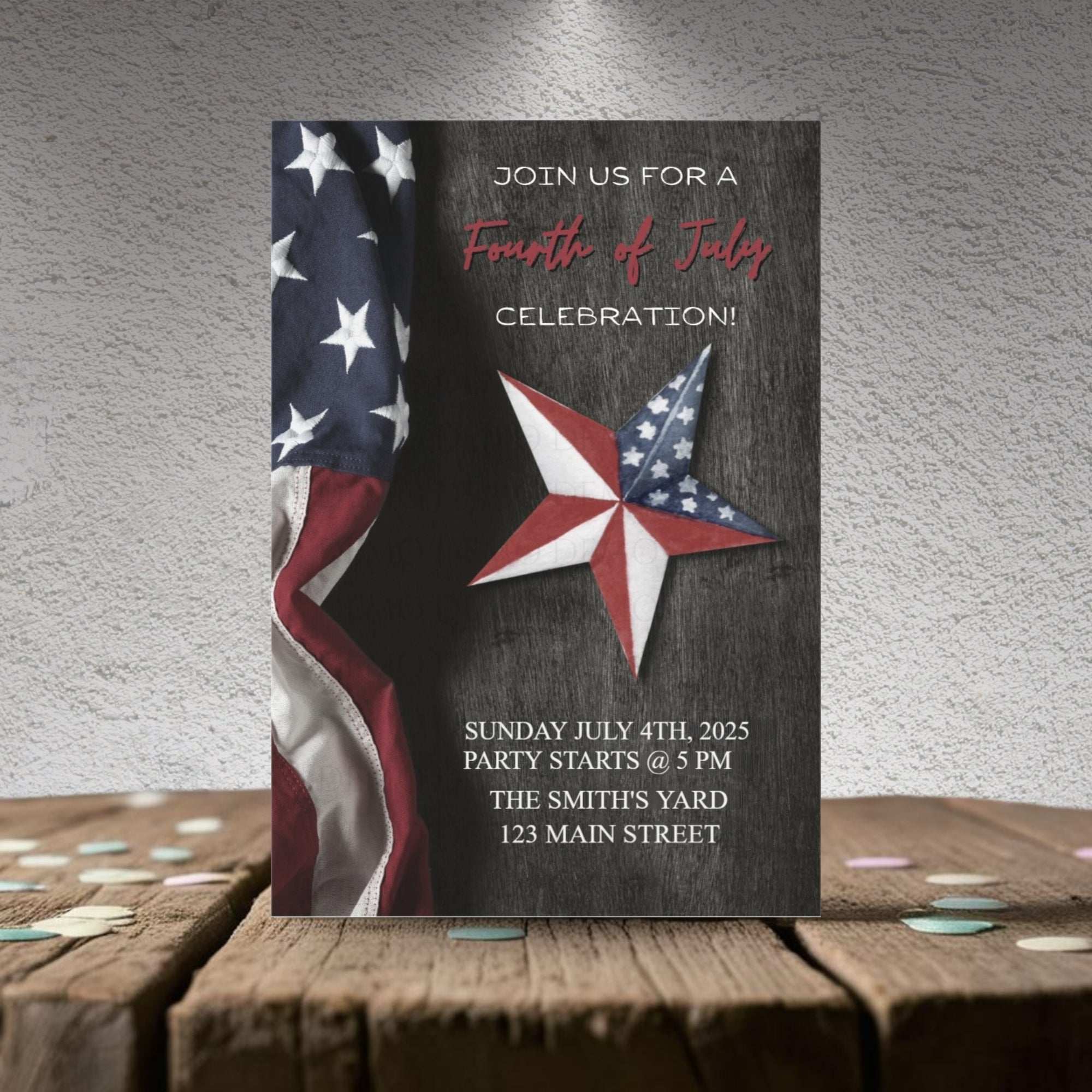 Personalized Fourth of July Stars Invitation
