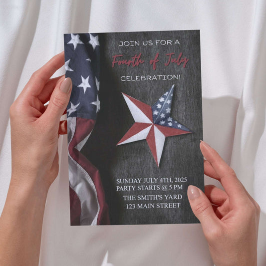 Personalized Fourth of July Stars Invitation