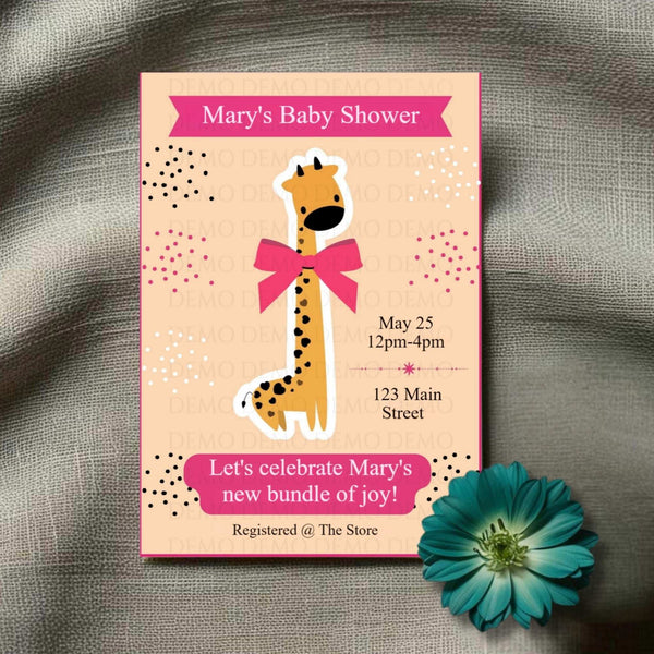 Personalized Giraffe Baby Shower Invitation II