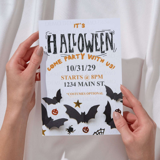 Personalized Halloween Bats Invitation