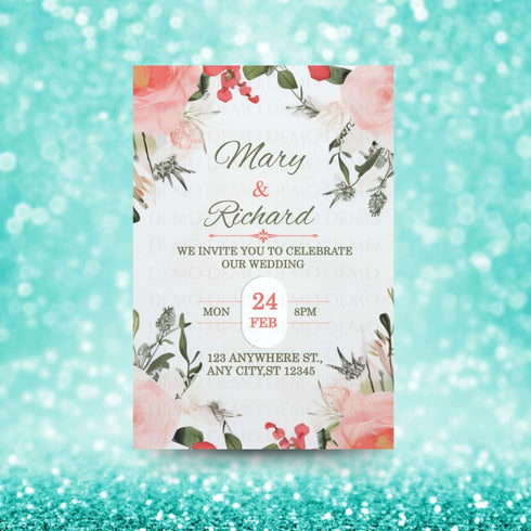 Pink Peony Wedding Invitation – Personalized Floral Template