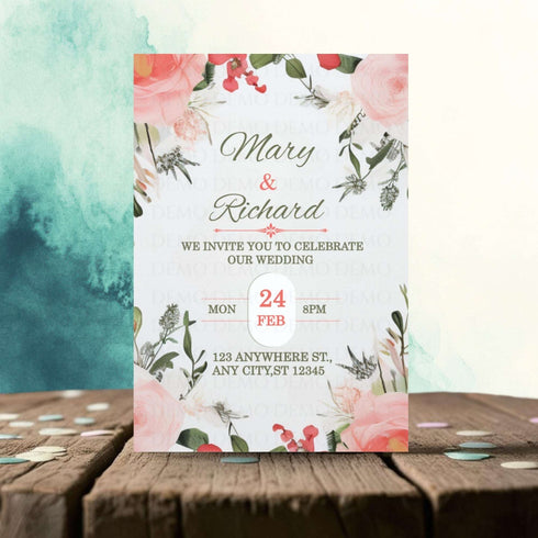 Pink Peony Wedding Invitation – Personalized Floral Template