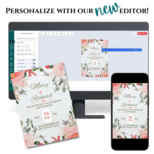 Pink Peony Wedding Invitation – Personalized Floral Template