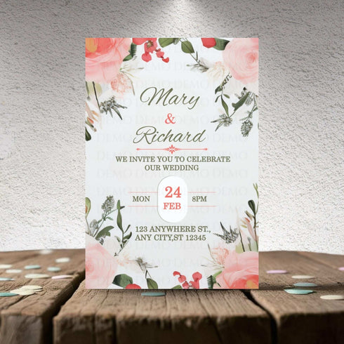Pink Peony Wedding Invitation – Personalized Floral Template