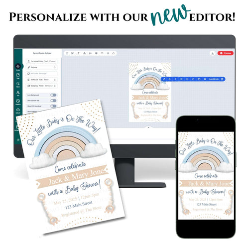 Personalized Rainbow Baby Shower Invitation