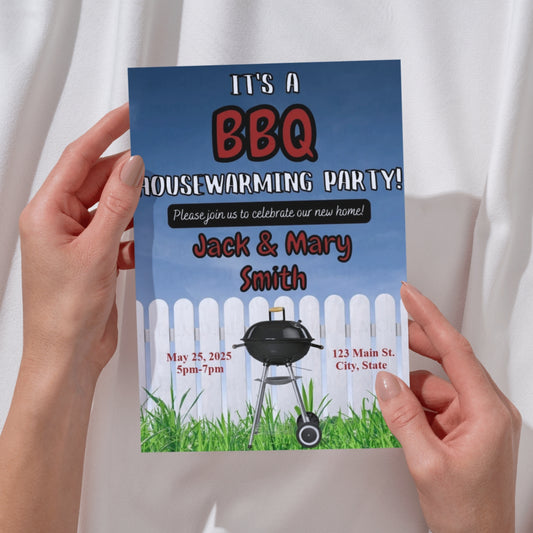 Personalized Backyard BBQ Housewarming Invite
