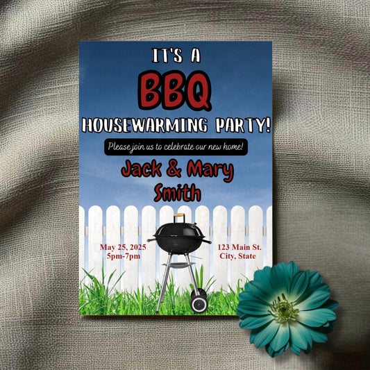 Personalized Backyard BBQ Housewarming Invite