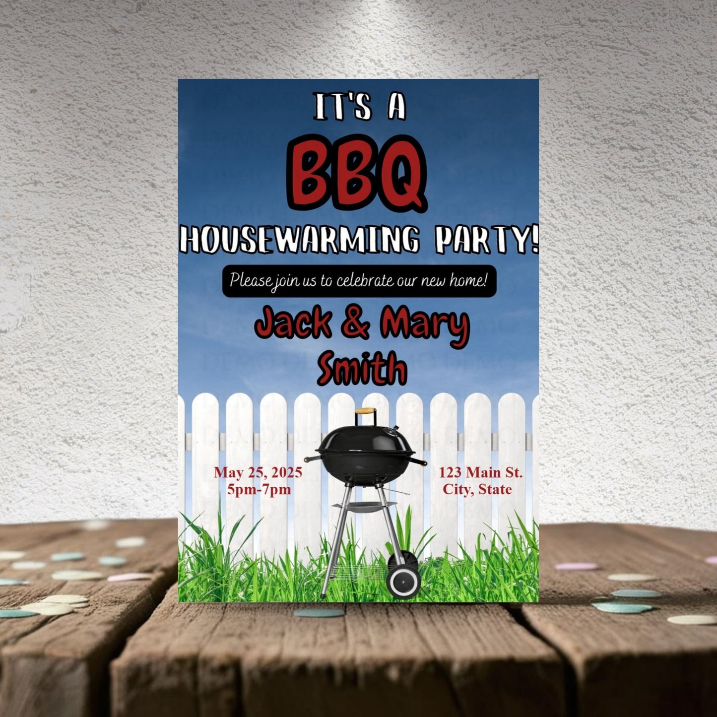 Personalized Backyard BBQ Housewarming Invite