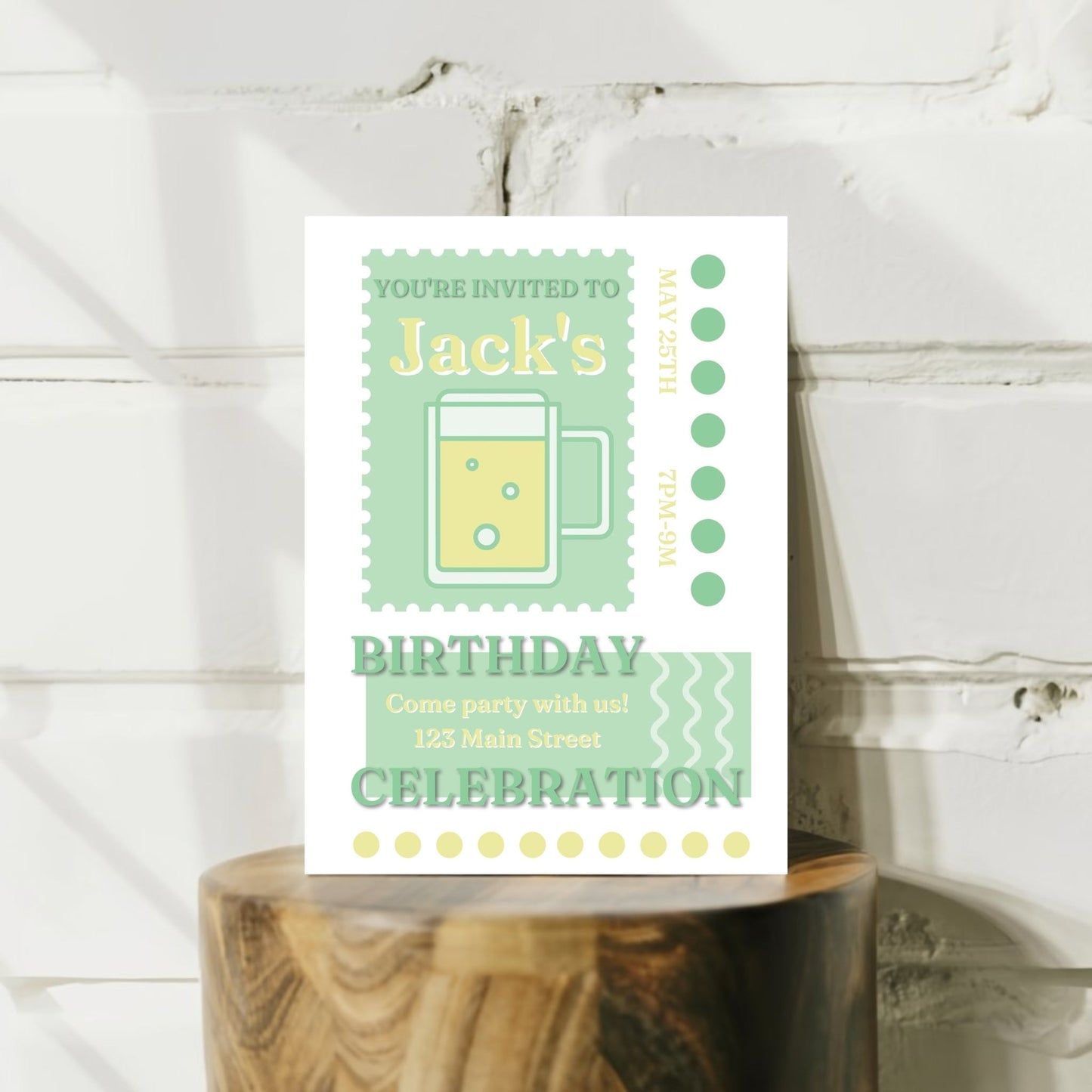 Personalized Beer Mug Birthday Invitation