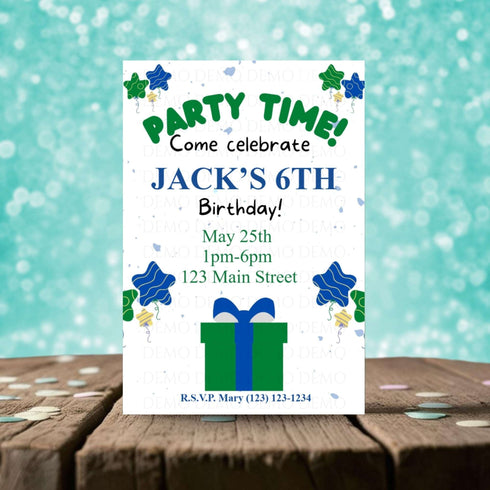 Personalized Birthday Party Invite | Blue