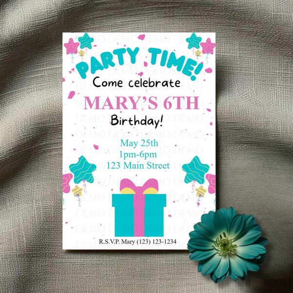 Personalized Birthday Party Invite | Pink