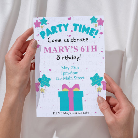 Personalized Birthday Party Invite | Pink