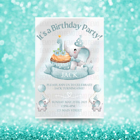 Personalized Boy's First Birthday Invite