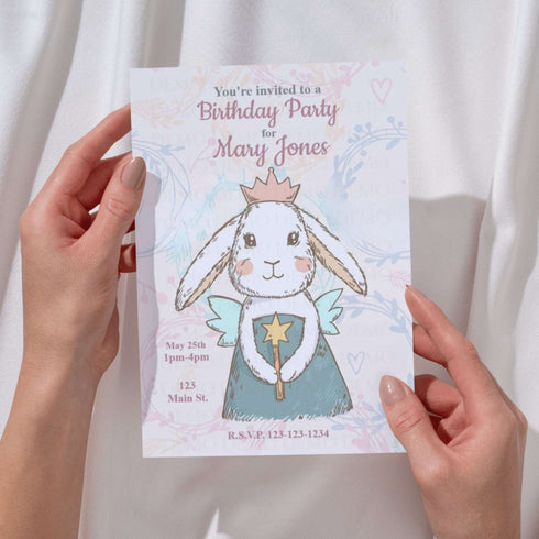 Personalized Bunny Princess Birthday Invitation