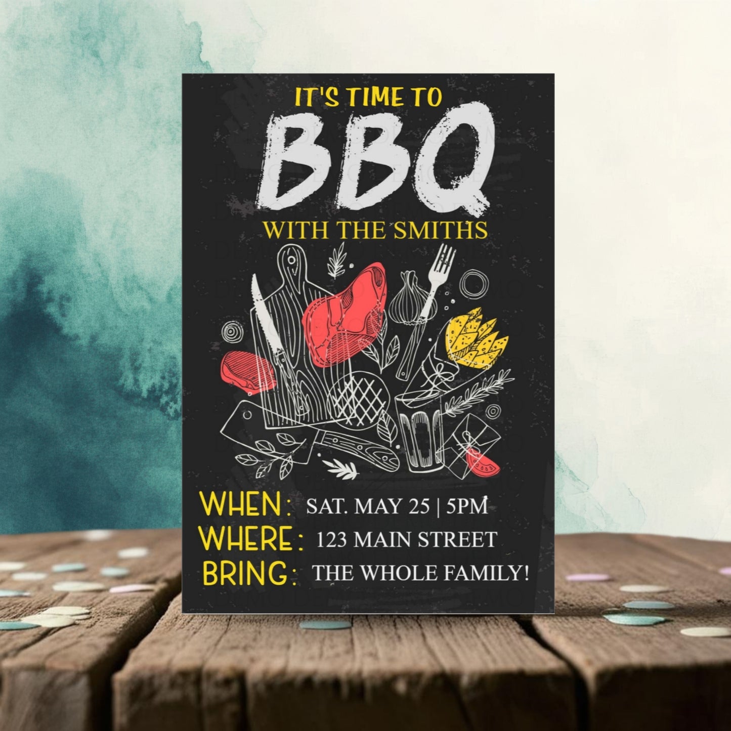 Personalized Chalk BBQ Party Invitation