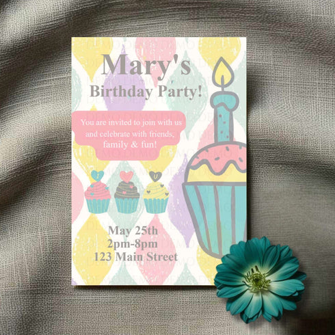 Personalized Cupcake Birthday Invitation