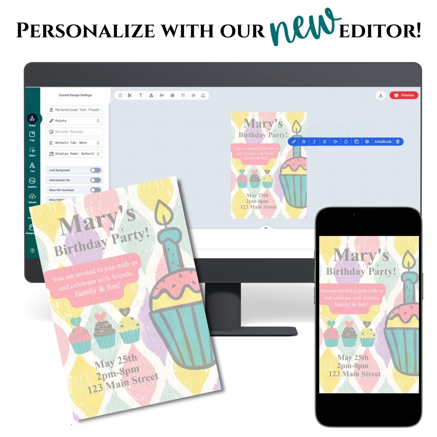 Personalized Cupcake Birthday Invitation