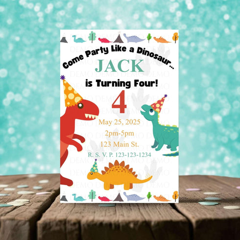 Personalized Dinosaur Birthday Invitation