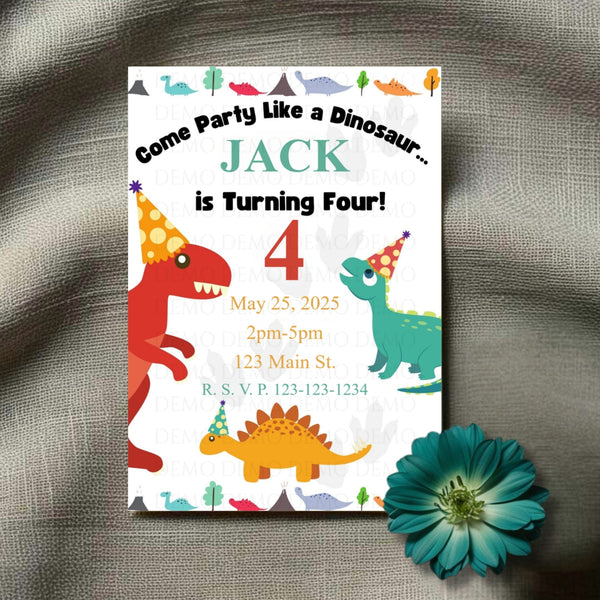 Personalized Dinosaur Birthday Invitation