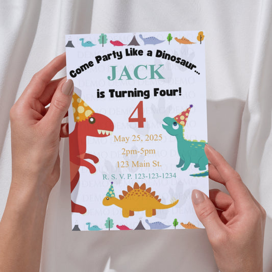 Personalized Dinosaur Birthday Invitation