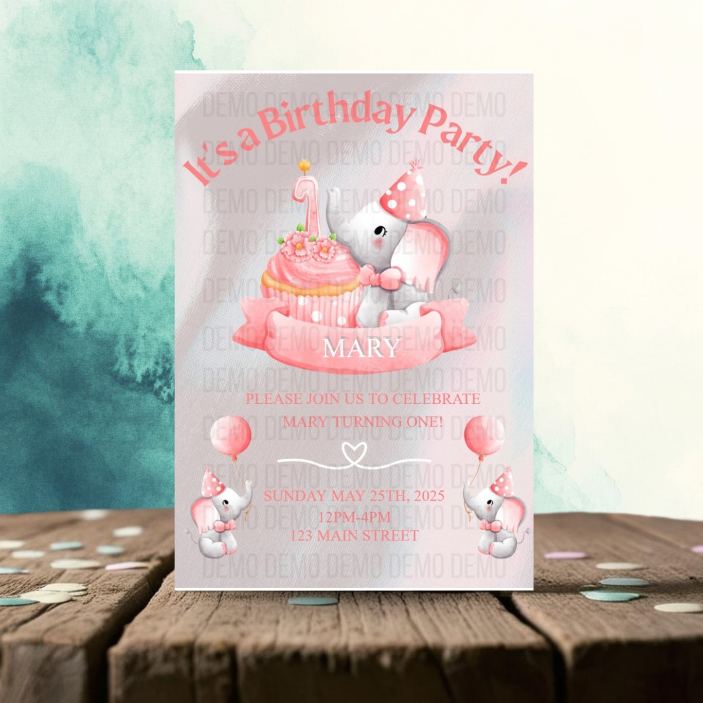 Personalized Girl's First Birthday Invite