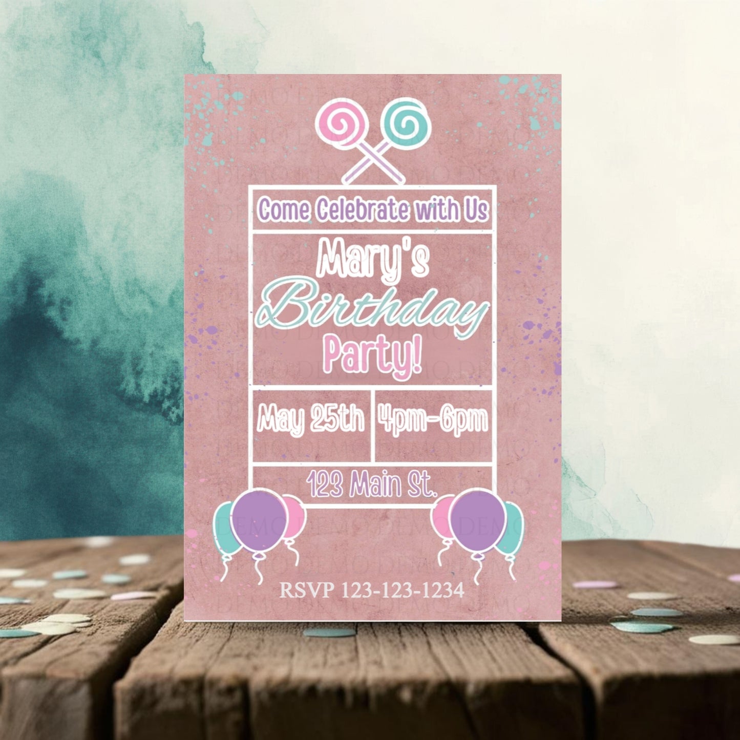 Personalized Lollipop Birthday Invitation