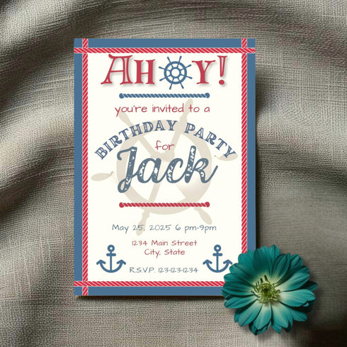 Personalized Nautical Birthday Party Invitation